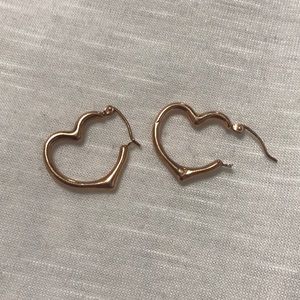 Rose gold heart hoop earrings